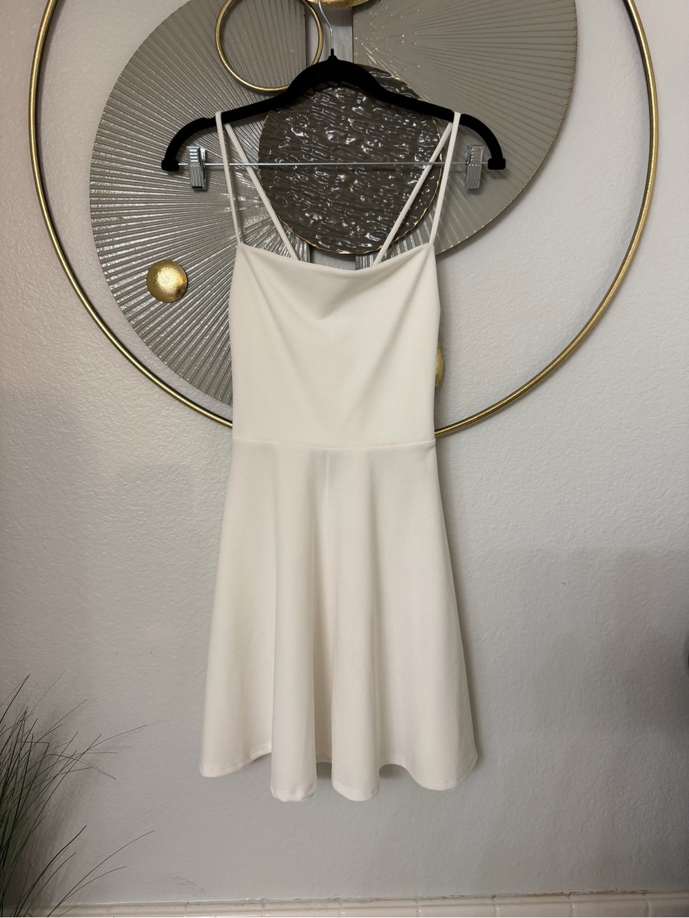 Windsor White Spaghetti-Strap Fit-and-Flare Mini Dress